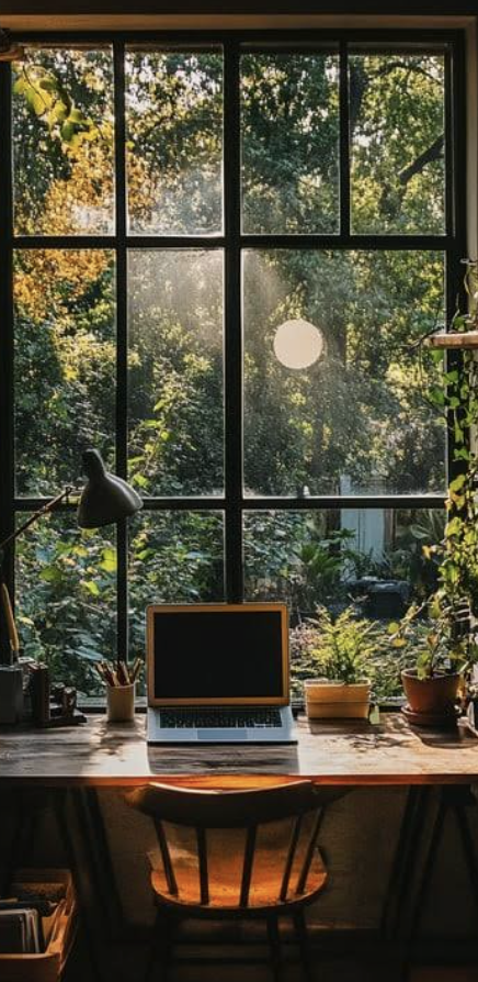 Desk and window in a calm professional clinical setting